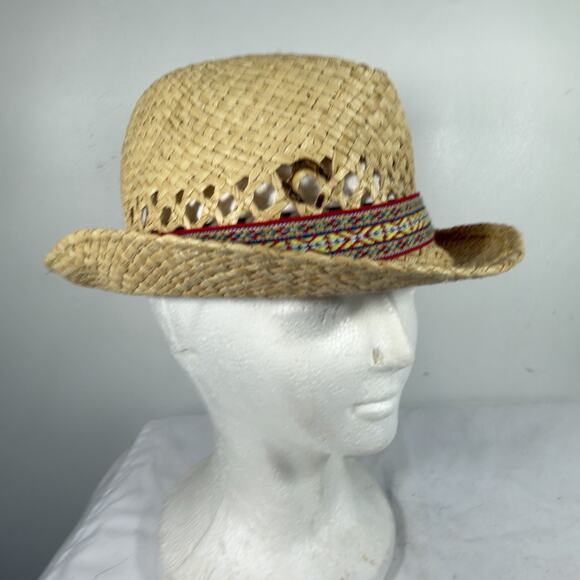Charlie 1 Horse Straw Fedora Western Boho Festival Hat Sm Unisex Geometric Strap main image 5